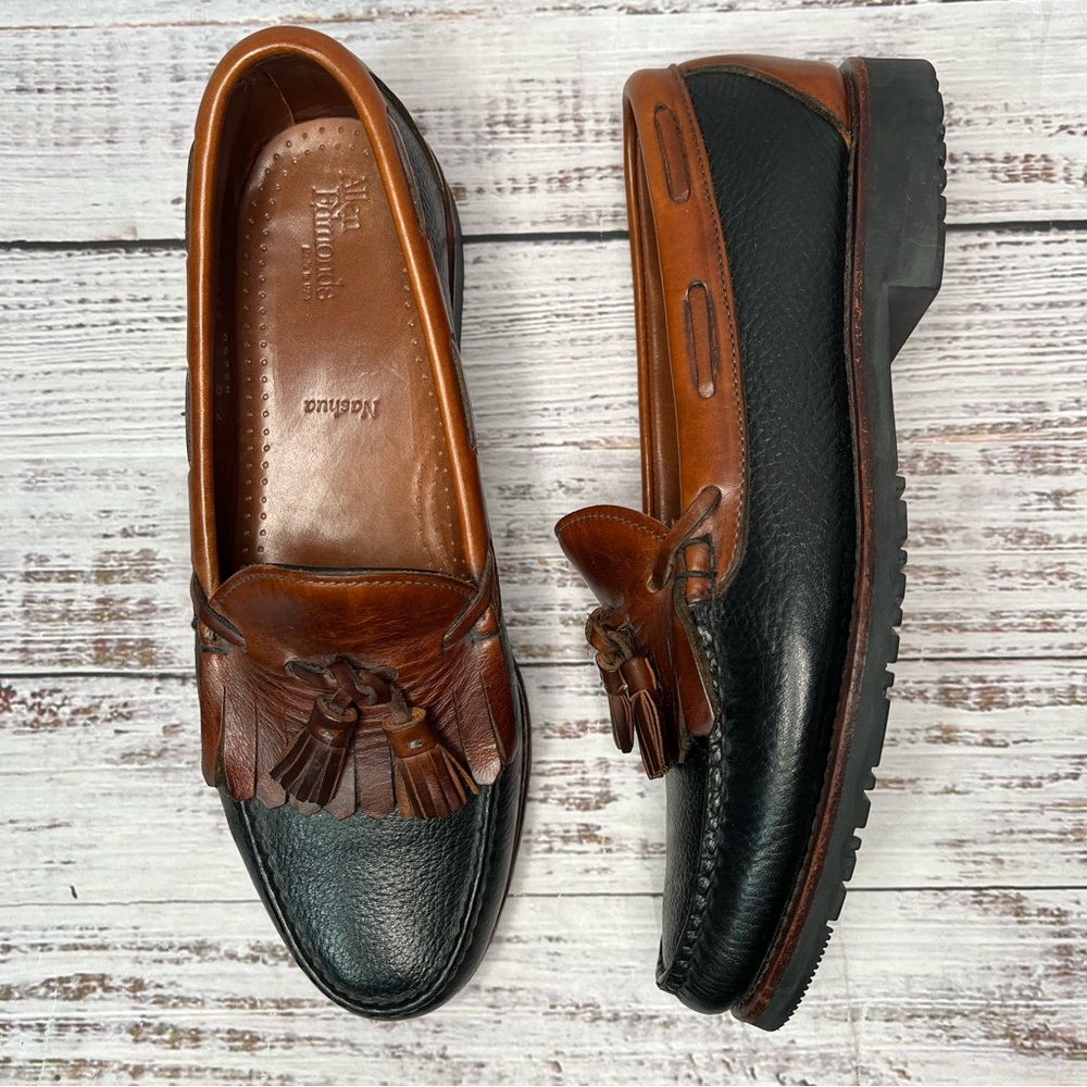 Allen‎ Edmond Nashua Loafers 9 C Mens Brown Black Leather Tassled Loafer USA